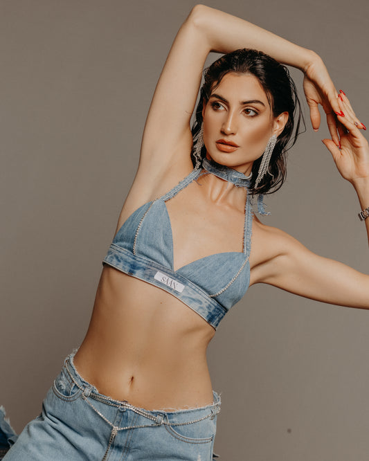 SET IN DENIM CON BRILLANTINI